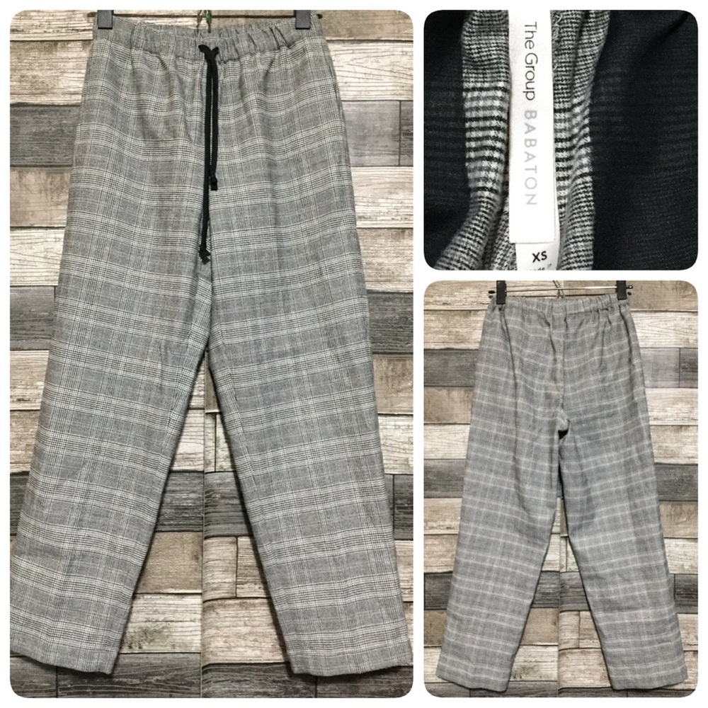 The Group Babaton Plaid Pull On Drawstring Pants Women’s XS Gray (Inseam 24.5)